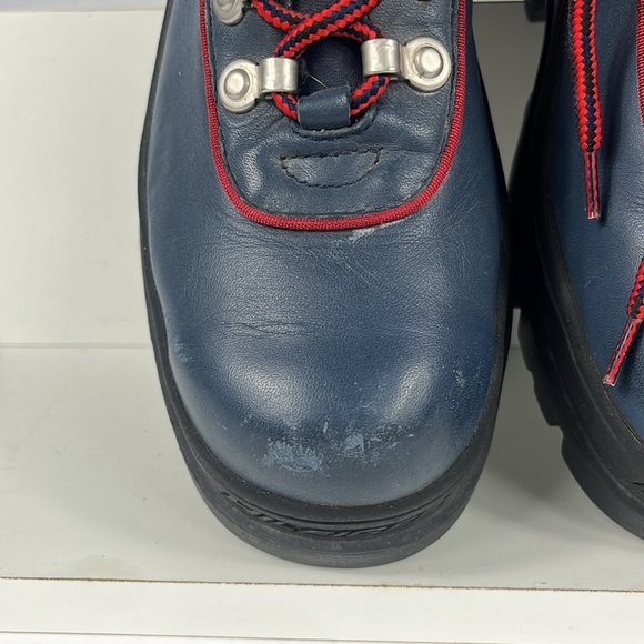 Vintage Y2K Tommy Hilfiger Navy Blue Chunky Leather Boots Lug Sole. - Picture 10 of 16